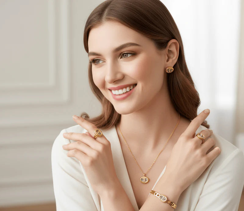 Classic Double Initial Jewelry Set
