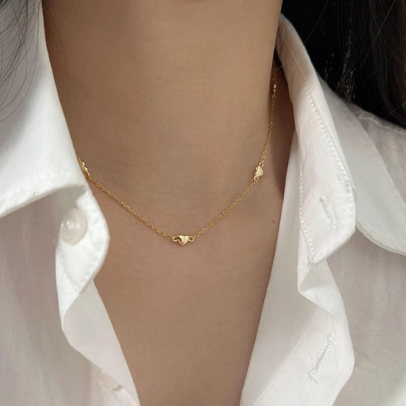925 Sterling Silver Loving Heart Necklace Simple Temperament Internet Celebrity Necklace