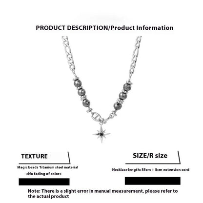 Simple All-match Eight Awn Star Necklace For Men Titanium Steel No Fading
