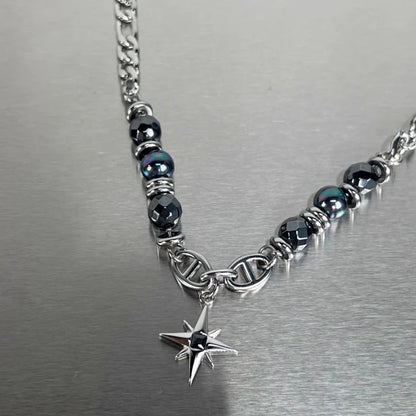 Simple All-match Eight Awn Star Necklace For Men Titanium Steel No Fading