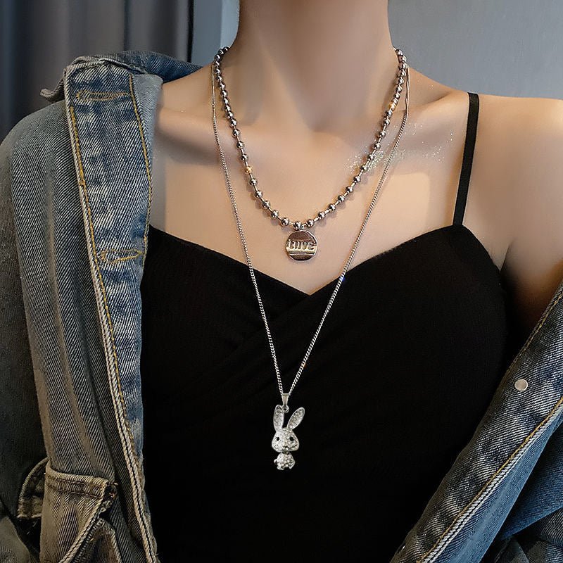 Sweet And Cool Full-Diamond Pendant Necklace